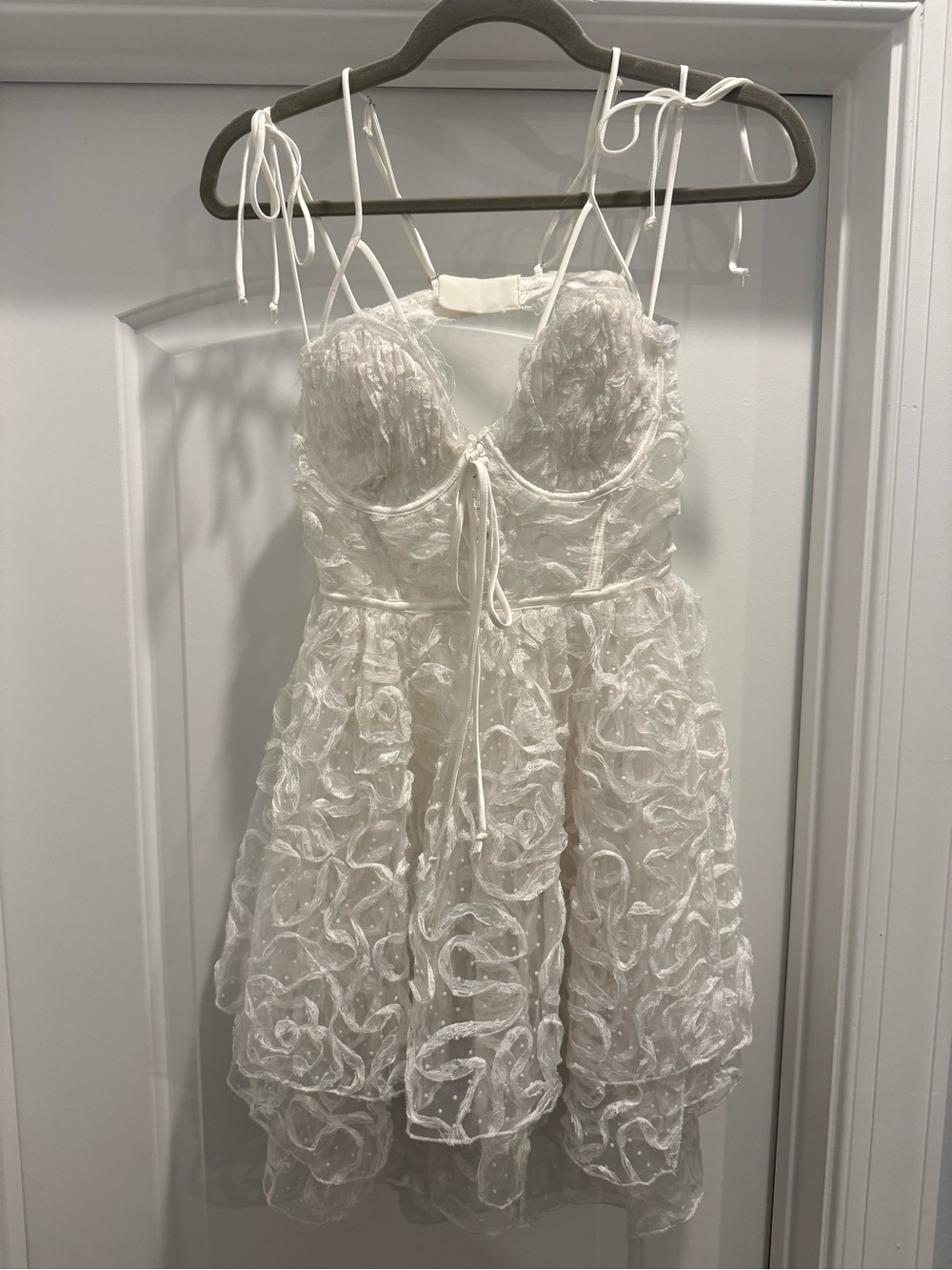 For Love & Lemons Girls White Lace Floral Appliqué Party Dress
